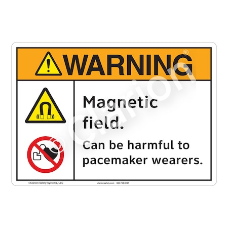ANSI/ISO Compliant Warning/Magnetic Field Safety Signs Indoor/Outdoor Aluminum (BE) 10 X 7